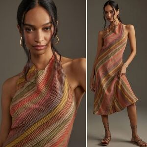 NWT, Anthropologie, Conditions Apply Reidun Halter Cowl-Neck Striped Mid…